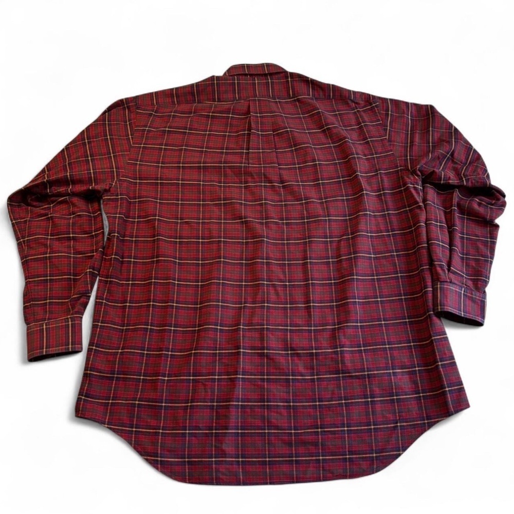 Ralph Lauren Button Down Shirt M Red Tartan Plaid Long Sleeve Cotton Classic Fit - Picture 2 of 4